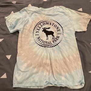 Yellowstone National Park baby blue tie-dye shirt